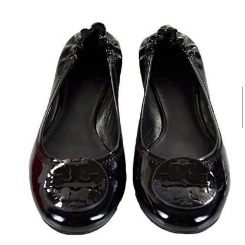 Black patent Tory Burch round-toe ballet flats